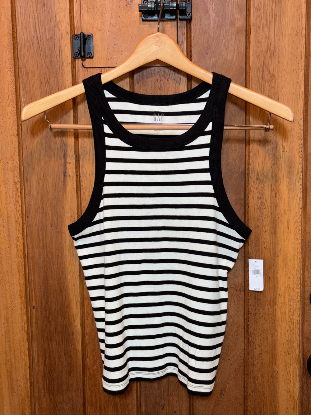 GAP Black & White Striped Ribbed Tank